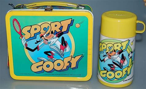 Vintage 1984 Sport Goofy Metal Lunch Box with Thermos 